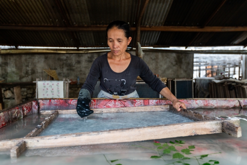 Lady Making Paper by Hand