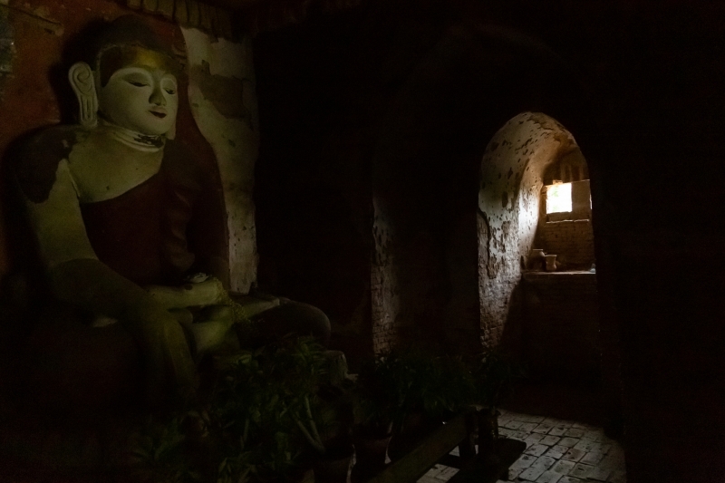 Buddha in Low-Light Pagoda