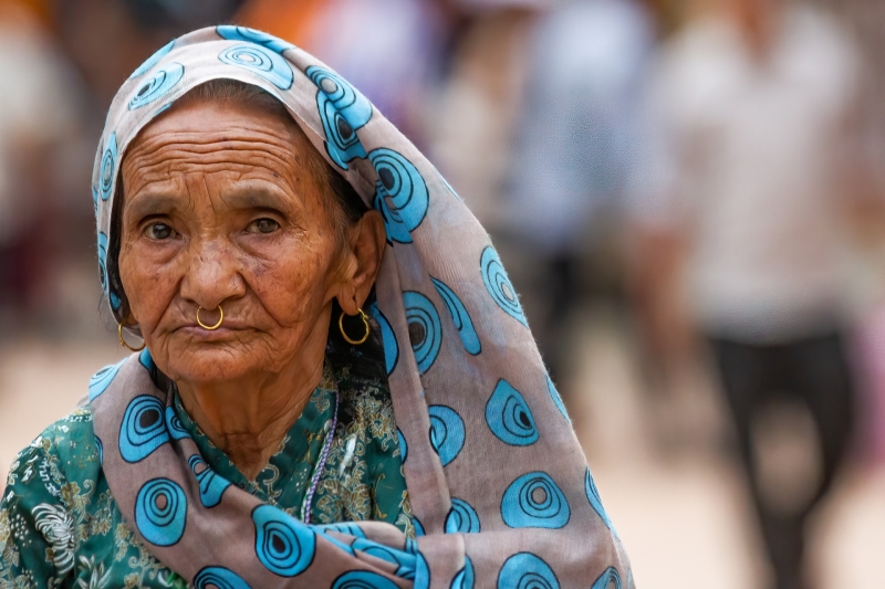 Elderly Woman at the Swayambhunath Temple