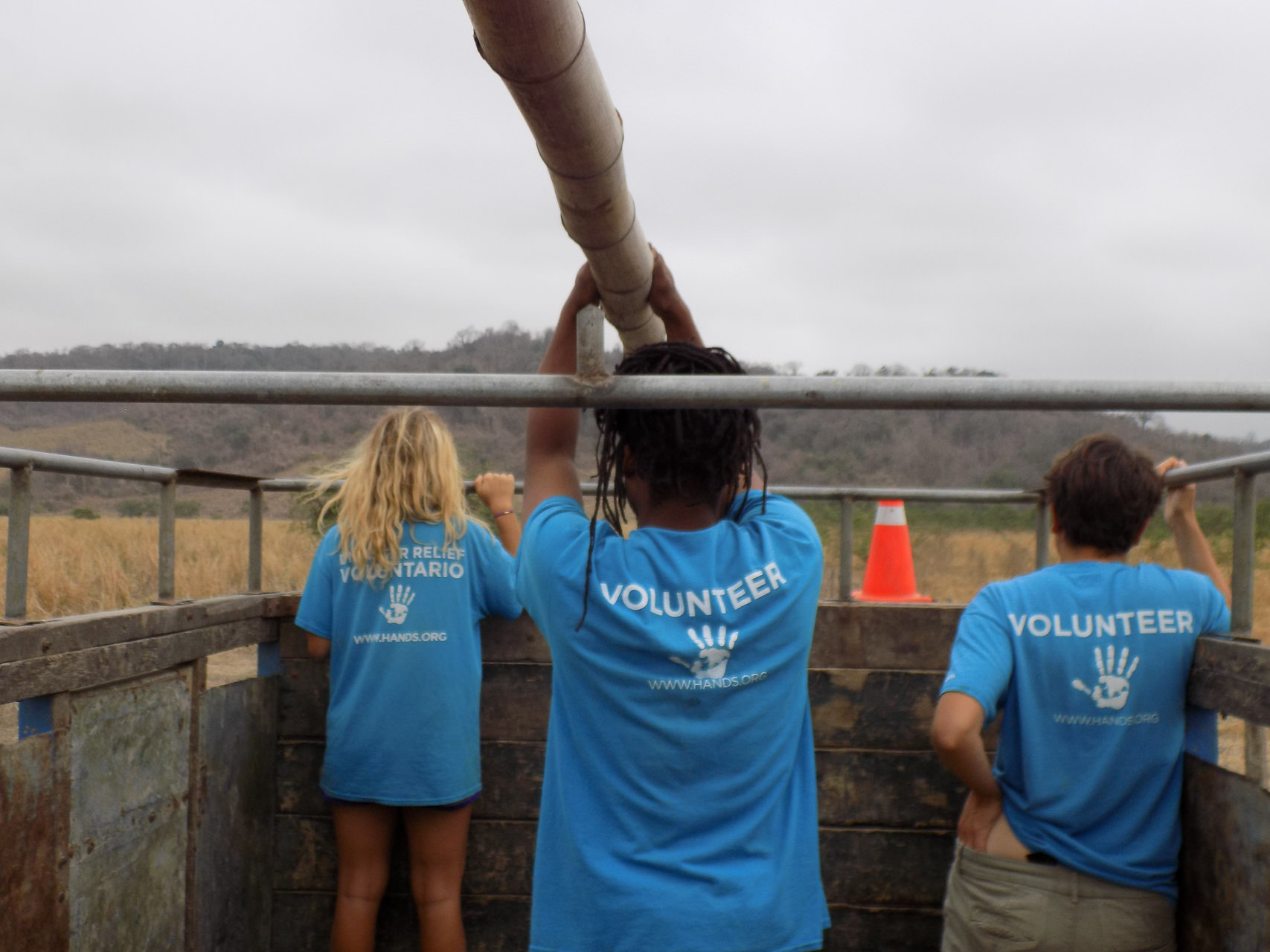 volunteers in a truck