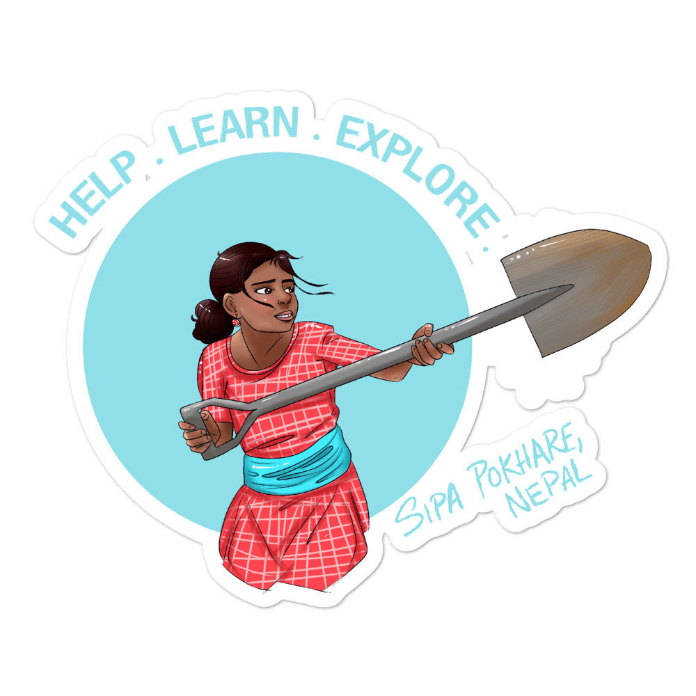 nepalese girl shoveling sticker